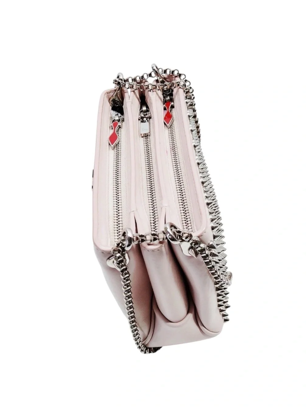 Christian Louboutin Studded Small Triloubi Chain Shoulder Bag iBallerina Pink